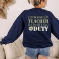 Retro Back To School Women Old Camo Preschool Teacher Women's Sweatshirt Back Print Navy Retro Back To School Women Old Camo Preschool Teacher Women's Sweatshirt Back Print Navy
