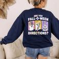 Retro Are You Fall O Ween Directions Teacher Halloween Ghost Women's Sweatshirt Back Print Navy Retro Are You Fall O Ween Directions Teacher Halloween Ghost Women's Sweatshirt Back Print Navy