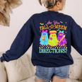 Retro Are You Falloween Direction Teacher Spooky Halloween Women's Sweatshirt Back Print Navy Retro Are You Falloween Direction Teacher Spooky Halloween Women's Sweatshirt Back Print Navy