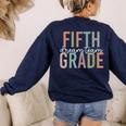 Retro Fifth Grade Dream Team Groovy Teacher Back To School Men Women Girls Kids Women's Sweatshirt Back Print Navy