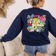 Retro First Grade Teacher Disco Ball Coquette Back To School Women's Sweatshirt Back Print Navy Retro First Grade Teacher Disco Ball Coquette Back To School Women's Sweatshirt Back Print Navy