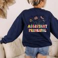 Retro Floral Assistant Principal Shirt For Teachers Day Women's Sweatshirt Back Print Navy