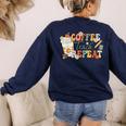 Retro Grovvy Coffee Teach Repeat Teacher Women's Sweatshirt Back Print Navy