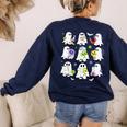 Retro Halloween Science Teacher Ghost Laboratory Teacher Women's Sweatshirt Back Print Navy Retro Halloween Science Teacher Ghost Laboratory Teacher Women's Sweatshirt Back Print Navy