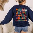 Retro PE Teacher What Are We Doing Today School Coach Women Women's Sweatshirt Back Print Navy