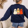 Retro Pencil Ghost Boo Spooky Teacher Halloween Costume Women's Sweatshirt Back Print Navy