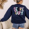 Retro Secretary Back To School Teacher Appreciation Women's Sweatshirt Back Print Navy Retro Secretary Back To School Teacher Appreciation Women's Sweatshirt Back Print Navy