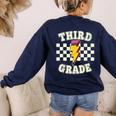 Retro Third Grade Teacher Lightning Bolt Pencil Teacher Kids Women's Sweatshirt Back Print Navy