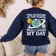 Rotation Of Earth Science Teacher Earth Day Men Women Women's Sweatshirt Back Print Navy Rotation Of Earth Science Teacher Earth Day Men Women Women's Sweatshirt Back Print Navy