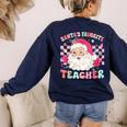 Santa Favorite Teacher Shirt Teacher Christmas Women's Sweatshirt Back Print Navy Santa Favorite Teacher Shirt Teacher Christmas Women's Sweatshirt Back Print Navy