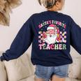 Santa's Favorite Teacher Groovy Christmas Teacher Boys Girls Women's Sweatshirt Back Print Navy Santa's Favorite Teacher Groovy Christmas Teacher Boys Girls Women's Sweatshirt Back Print Navy