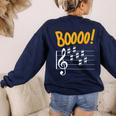 Scary Key Signature Boo Music Halloween Musician Teacher Men Women Women's Sweatshirt Back Print Navy
