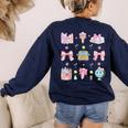 School Pencils And Bows Teacher Bow Coquette Pencil Girls Women's Sweatshirt Back Print Navy