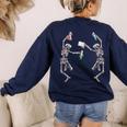 Science Teacher Dancing Skeleton Halloween Chemist Scientist Women's Sweatshirt Back Print Navy Science Teacher Dancing Skeleton Halloween Chemist Scientist Women's Sweatshirt Back Print Navy