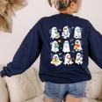 Science Teacher Ghost Laboratory Halloween Teacher Women's Sweatshirt Back Print Navy Science Teacher Ghost Laboratory Halloween Teacher Women's Sweatshirt Back Print Navy