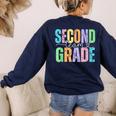 Second Grade Team Heart Teacher Student Back To School Girls Women's Sweatshirt Back Print Navy