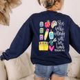She Works Willingly With Her Hands Proverbs Daycare Teacher Men Women Women's Sweatshirt Back Print Navy