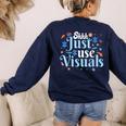 Shhh Just Use Visuals SPED Special Education Teacher Men Women Women's Sweatshirt Back Print Navy Shhh Just Use Visuals SPED Special Education Teacher Men Women Women's Sweatshirt Back Print Navy