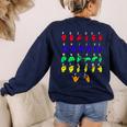 Sign Language Alphabet For ASL Interpreter Deaf Teacher Stud For Men Women Girls Kids Women's Sweatshirt Back Print Navy