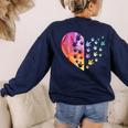 Sign Language Heart ASL For Deaf Teacher Women's Sweatshirt Back Print Navy Sign Language Heart ASL For Deaf Teacher Women's Sweatshirt Back Print Navy