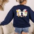 Silly Goose Spooky Teacher Halloween Cute Goosebumps Women's Sweatshirt Back Print Navy