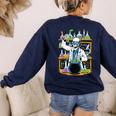Skeleton Mad Scientist Halloween Costume Science Teacher Women's Sweatshirt Back Print Navy Skeleton Mad Scientist Halloween Costume Science Teacher Women's Sweatshirt Back Print Navy