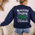 Sleighing Math Problem Xmas In Math Teacher Christmas Men Women Women's Sweatshirt Back Print Navy