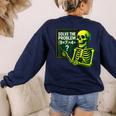 Solve The Problem Skeleton Teacher Halloween Math Six Seven Women's Sweatshirt Back Print Navy Solve The Problem Skeleton Teacher Halloween Math Six Seven Women's Sweatshirt Back Print Navy