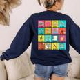 Spanish Teacher Back To School Maestra Dual Language Crew Women's Sweatshirt Back Print Navy Spanish Teacher Back To School Maestra Dual Language Crew Women's Sweatshirt Back Print Navy