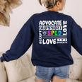 Special Education Advocate Love Support SPED Teacher Women's Sweatshirt Back Print Navy