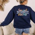 Special Education Rocks Sped Teacher Students Back To School Women's Sweatshirt Back Print Navy