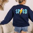 Special Education SPED Rocks Teacher Back To School Rock Women's Sweatshirt Back Print Navy Special Education SPED Rocks Teacher Back To School Rock Women's Sweatshirt Back Print Navy
