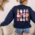 Special Education Teacher Ghosts Halloween SPED Teacher Women's Sweatshirt Back Print Navy