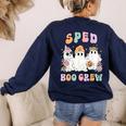 SPED Boo Crew Halloween Floral Ghost Special Ed SPED Teacher For Men Women Kids Women's Sweatshirt Back Print Navy