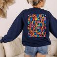 Sped Caffeinate Advocate Laminate Educate Teacher Men Women Kids Women's Sweatshirt Back Print Navy Sped Caffeinate Advocate Laminate Educate Teacher Men Women Kids Women's Sweatshirt Back Print Navy