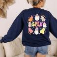 SPED Teacher Halloween Spooky Special Education Team Men Women Kids Women's Sweatshirt Back Print Navy SPED Teacher Halloween Spooky Special Education Team Men Women Kids Women's Sweatshirt Back Print Navy