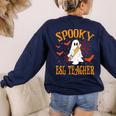 Spooky ESL Teacher Ghost Halloween School Women Women's Sweatshirt Back Print Navy Spooky ESL Teacher Ghost Halloween School Women Women's Sweatshirt Back Print Navy