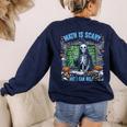 Spooky Halloween Math Teacher Women's Sweatshirt Back Print Navy
