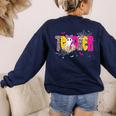 Spooky Halloween Teacher Para Counselor SPED Preppy Boo Kids Women's Sweatshirt Back Print Navy Spooky Halloween Teacher Para Counselor SPED Preppy Boo Kids Women's Sweatshirt Back Print Navy