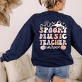 Spooky Music Teacher Halloween Music Teaching Men Women Women's Sweatshirt Back Print Navy