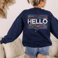 Start With Hello Different World Language Learning Teacher Women's Sweatshirt Back Print Navy Start With Hello Different World Language Learning Teacher Women's Sweatshirt Back Print Navy