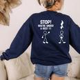 Stop You'Re Under A Rest Music Teacher Women's Sweatshirt Back Print Navy