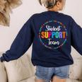 Student Support Team Counselor Social Worker Teacher Crew Women's Sweatshirt Back Print Navy