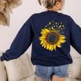 Sunflower Puzzle Pieces Autism Awareness For Mom Teacher For Women Women's Sweatshirt Back Print Navy