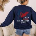 This Is My Super ESL Teacher Costume Lazy Halloween Women's Sweatshirt Back Print Navy