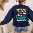 Super Hero Teacher Superheroes Women's Sweatshirt Back Print Navy Super Hero Teacher Superheroes Women's Sweatshirt Back Print Navy