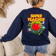 Superhero Teacher Appreciation Teaching Tee Women's Sweatshirt Back Print Navy Superhero Teacher Appreciation Teaching Tee Women's Sweatshirt Back Print Navy
