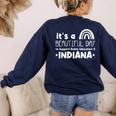 Support Public Education Teacher Red For Ed Indiana Women's Sweatshirt Back Print Navy