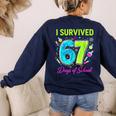 I Survived 67 Days Of School 67 Meme Science Teacher Women's Sweatshirt Back Print Navy I Survived 67 Days Of School 67 Meme Science Teacher Women's Sweatshirt Back Print Navy