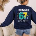 I Survived 67 Days Of School Teachers Students Meme Women's Sweatshirt Back Print Navy I Survived 67 Days Of School Teachers Students Meme Women's Sweatshirt Back Print Navy